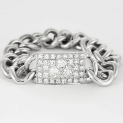 Bracelet gourmette, or blanc et diamants