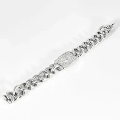 Bracelet gourmette, or blanc et diamants