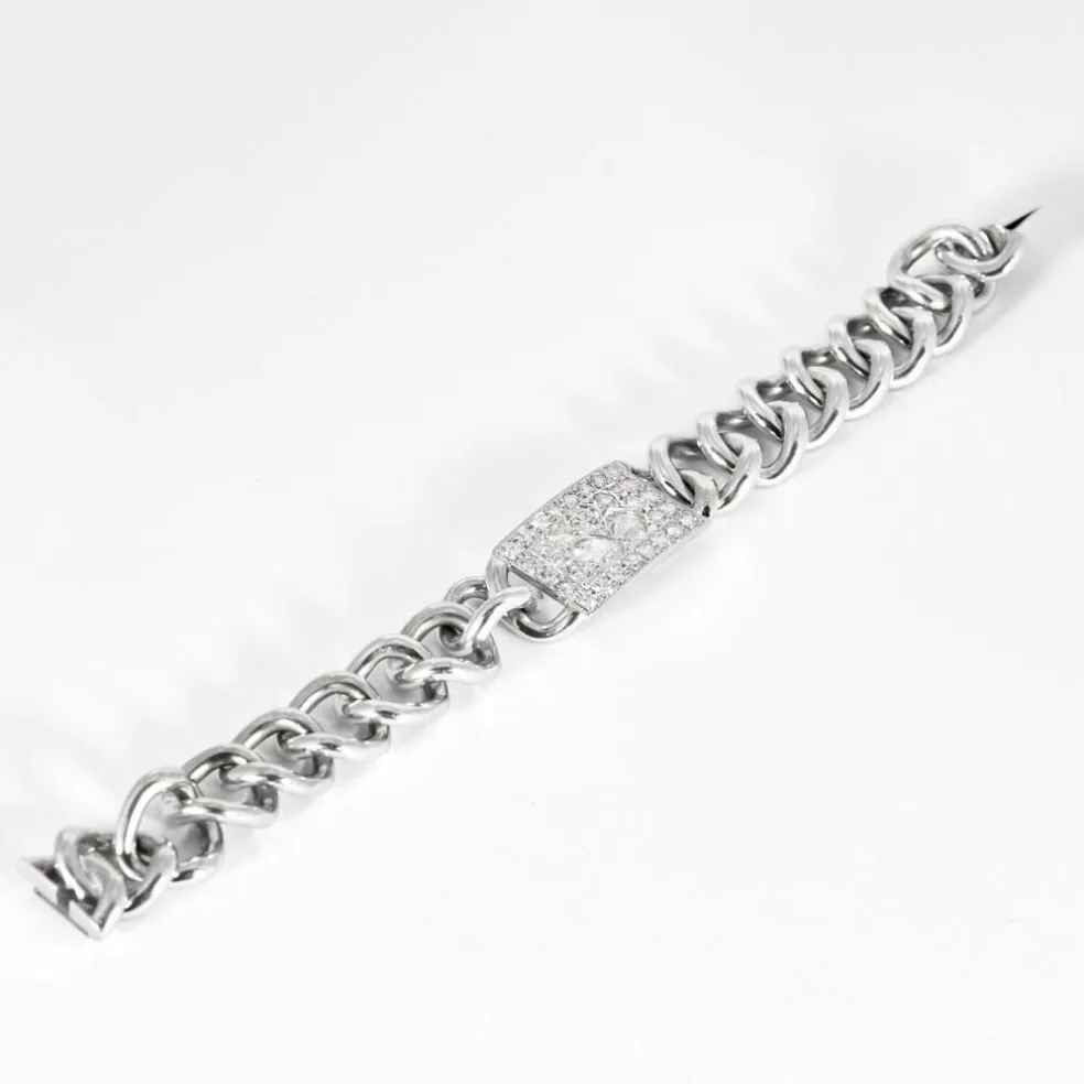 Bracelet gourmette, or blanc et diamants
