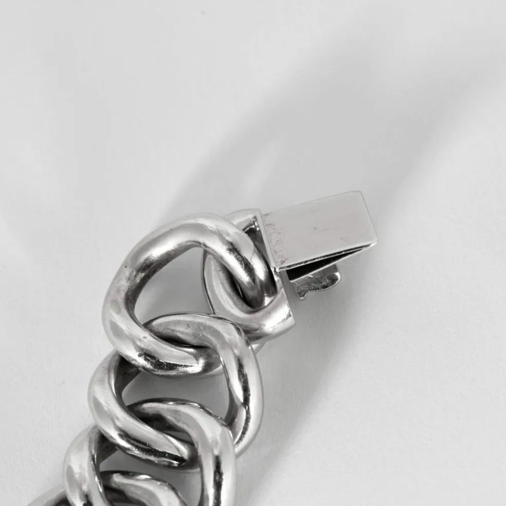 Bracelet gourmette, or blanc et diamants