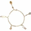 Bracelet gourmette or jaune et ses breloques