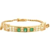 Bracelet Gourmette Or Jaune, Émeraudes et Diamants