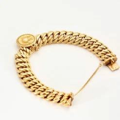 Bracelet gourmette or jaune médaille du zodiaque