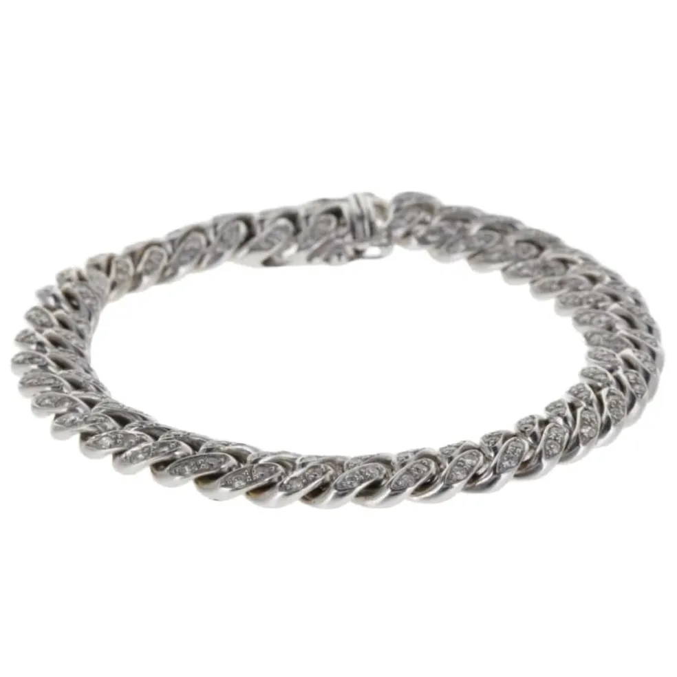 Bracelet Gourmette Souple Or Blanc et Diamants
