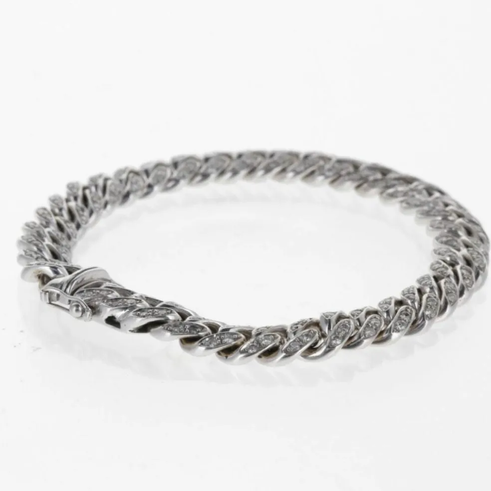 Bracelet Gourmette Souple Or Blanc et Diamants