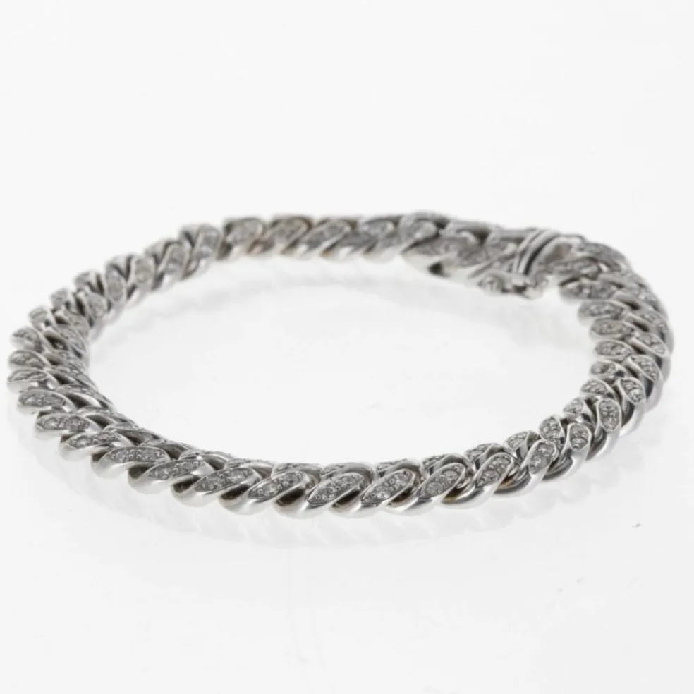 Bracelet Gourmette Souple Or Blanc et Diamants