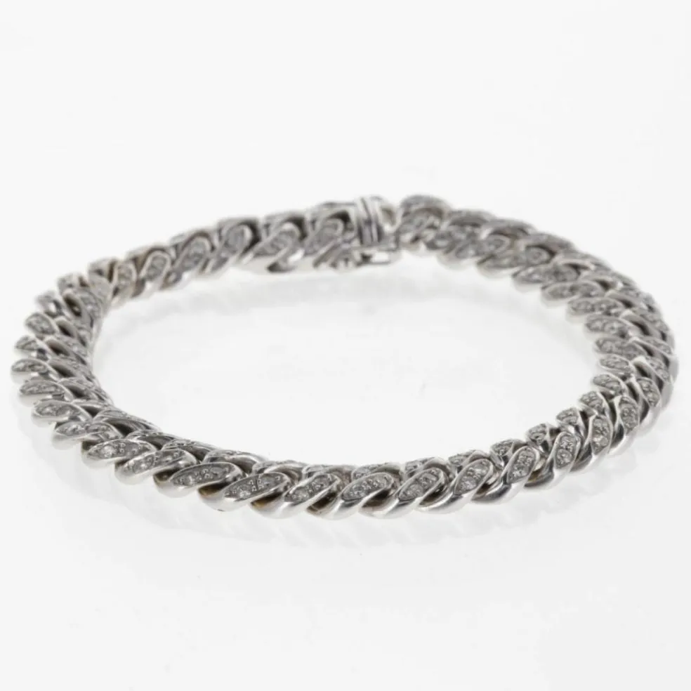Bracelet Gourmette Souple Or Blanc et Diamants