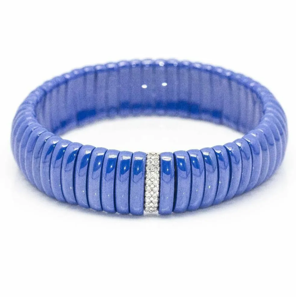 Bracelet JARRETIERE Céramique Bleu Diamants