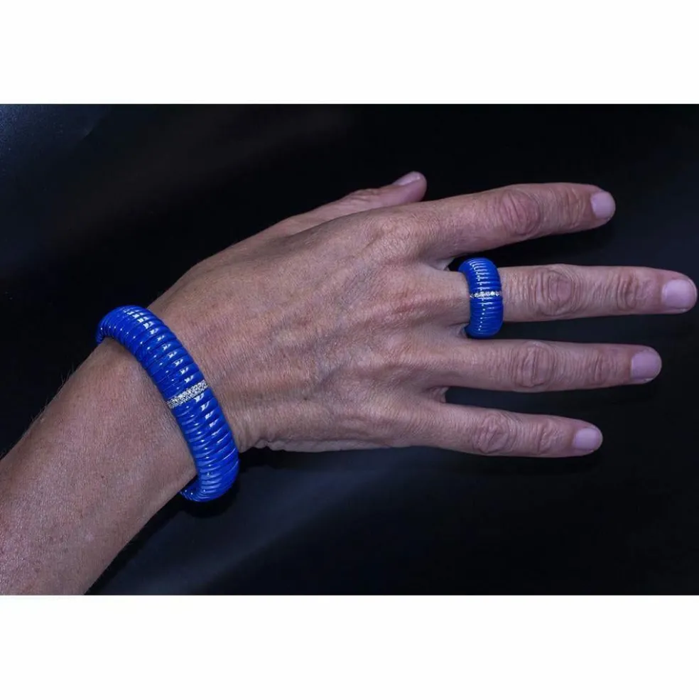 Bracelet JARRETIERE Céramique Bleu Diamants