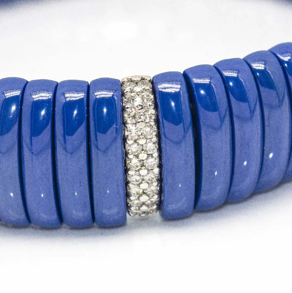 Bracelet JARRETIERE Céramique Bleu Diamants
