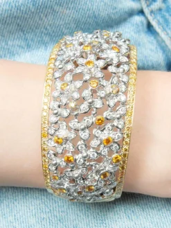 Bracelet jonc « Florale » en or et diamants