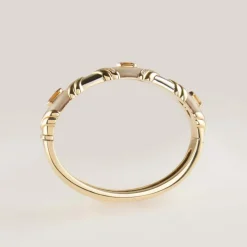 Bracelet Jonc 2 Ors, Diamants, Nacres et Citrines