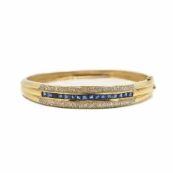 Bracelet jonc 2 Ors jaune Saphirs Diamants