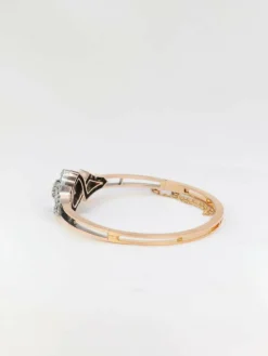 Bracelet jonc ancien, or rose, argent et diamants