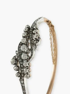 Bracelet Jonc Ancien Or Rose, Argent & Diamants