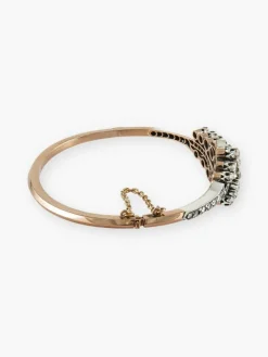 Bracelet Jonc Ancien Or Rose, Argent & Diamants