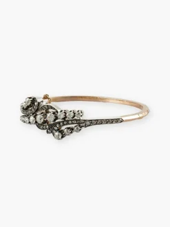 Bracelet Jonc Ancien Or Rose, Argent & Diamants