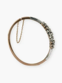 Bracelet Jonc Ancien Or Rose, Argent & Diamants