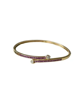 Bracelet Jonc coeur croisé rubis