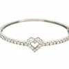 bracelet jonc coeur serti 30 diamants 1.55ct t15 or blanc 18k 10gr
