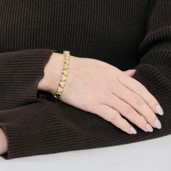 Bracelet jonc "Cœurs" en or jaune et diamants