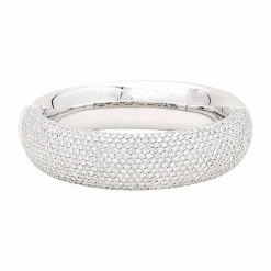 Bracelet jonc en or blanc, pavage diamants.