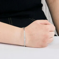 Bracelet jonc en or gris et diamants