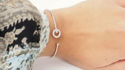 Bracelet Jonc flexible Or blanc Diamants