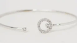 Bracelet Jonc flexible Or blanc Diamants