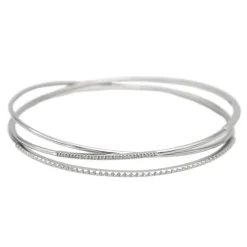 Bracelet Jonc Or blanc Diamant