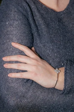 Bracelet Jonc Or blanc Diamant
