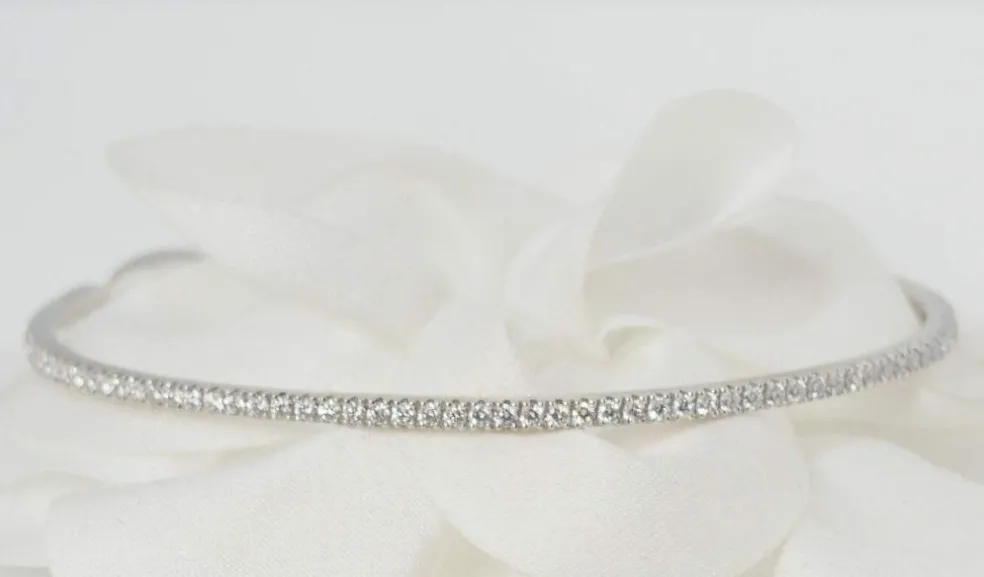 Bracelet Jonc Or blanc Diamants
