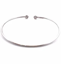 Bracelet jonc or blanc diamants