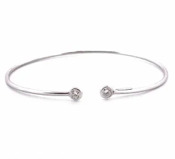 Bracelet jonc or blanc diamants