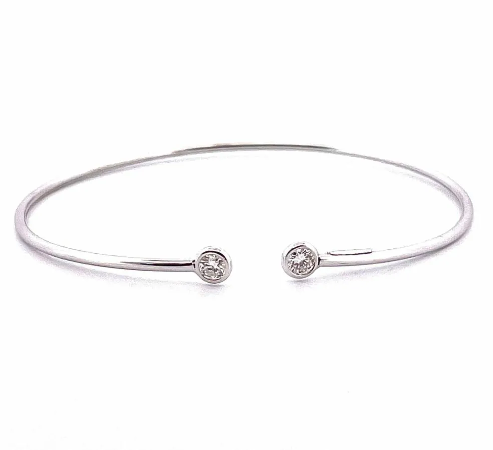 Bracelet jonc or blanc diamants