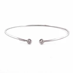 Bracelet jonc or blanc diamants