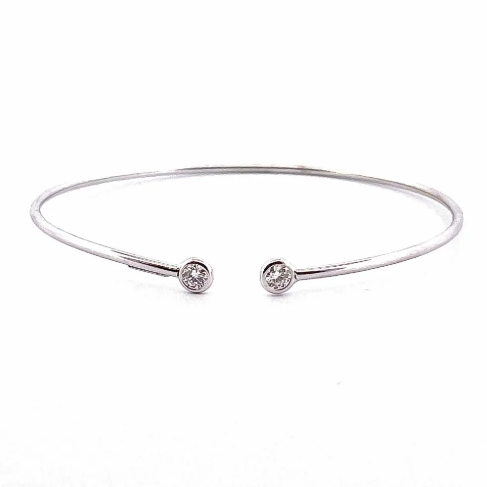 Bracelet jonc or blanc diamants
