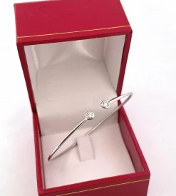 Bracelet jonc or blanc diamants