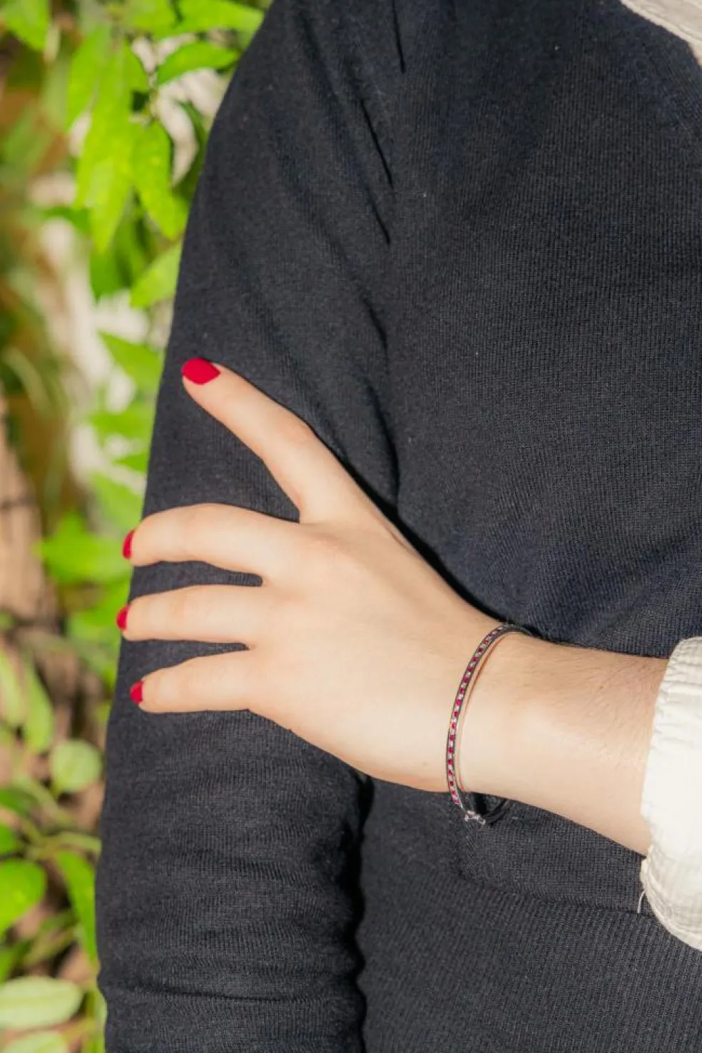Bracelet Jonc Or blanc Rubis
