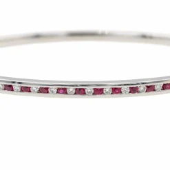 Bracelet Jonc Or blanc Rubis