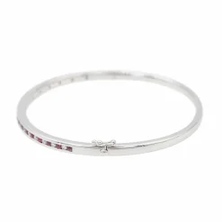 Bracelet Jonc Or blanc Rubis