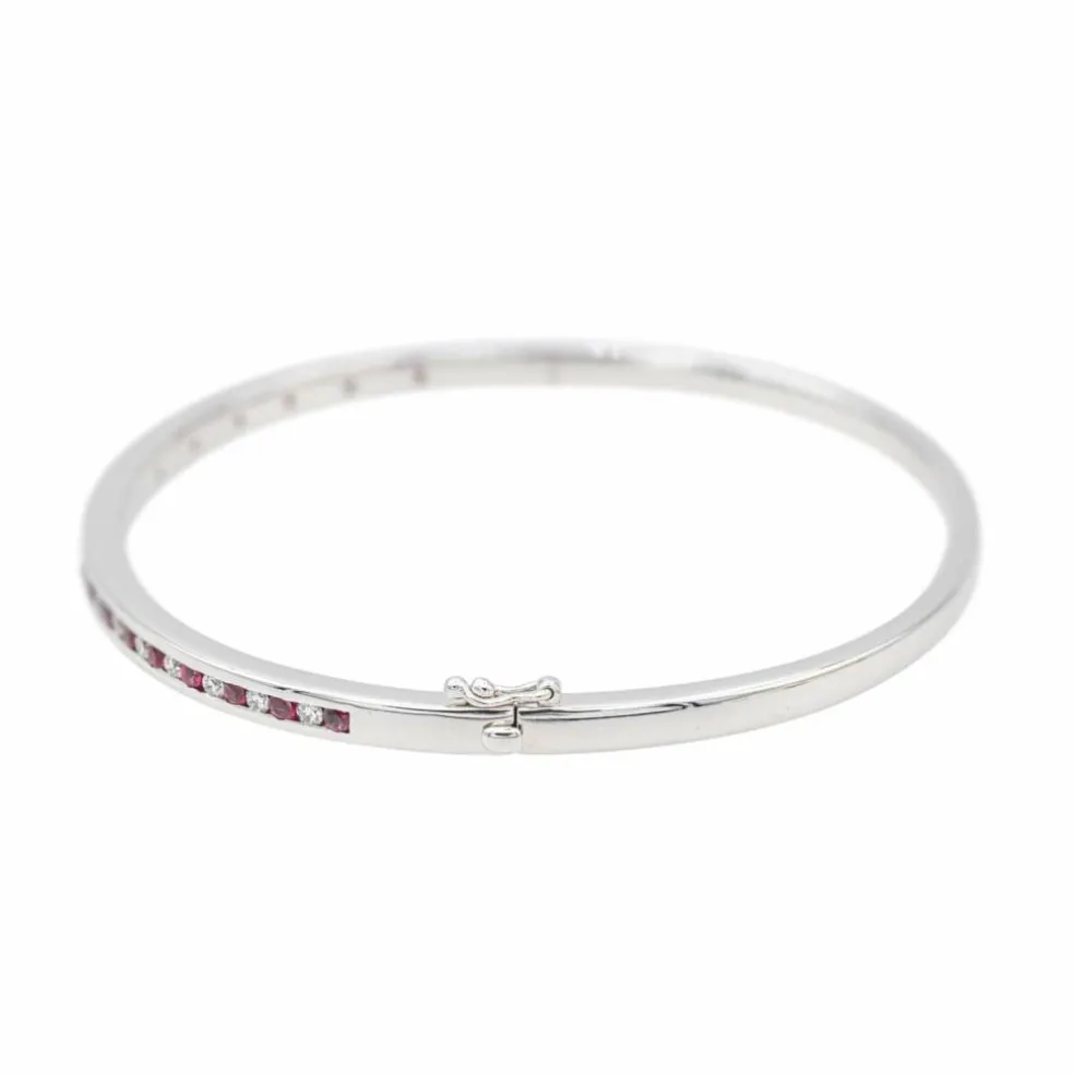 Bracelet Jonc Or blanc Rubis