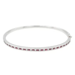Bracelet Jonc Or blanc Rubis
