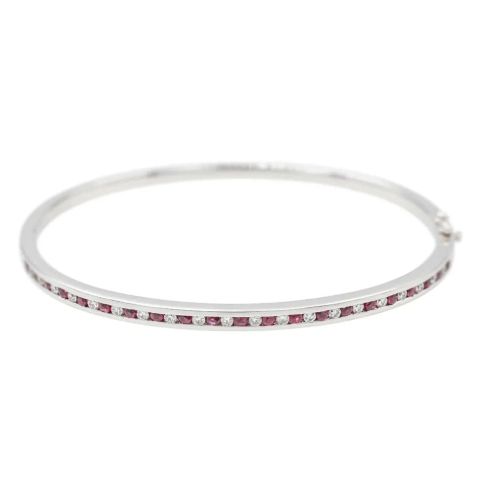 Bracelet Jonc Or blanc Rubis
