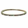 Bracelet jonc or jaune, diamants, saphirs, rubis