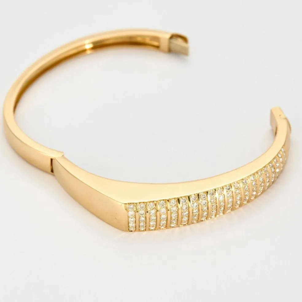 Bracelet jonc or jaune diamants