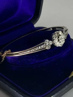 Bracelet jonc or jaune, diamants