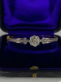 Bracelet jonc or jaune, diamants