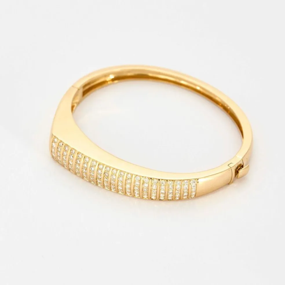 Bracelet jonc or jaune diamants