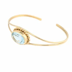 Bracelet jonc or jaune et aigue-marine